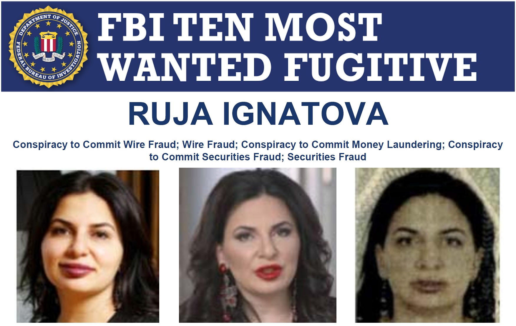 Ruja Ignatova (FBI wanted poster image)